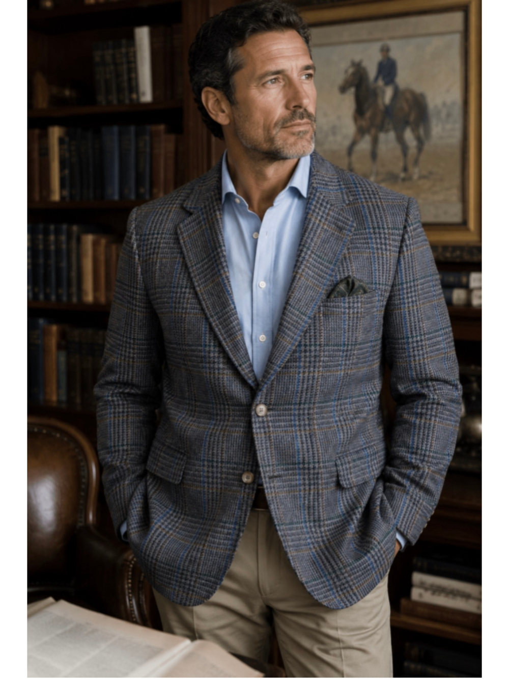 Vintage Stripling & Cox Private Stock 100% Wool Sport Coat Blazer Gray Plaid USA